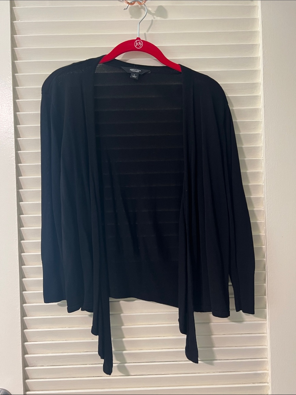 Vera Wang Black Draped Open-Front Cardigan